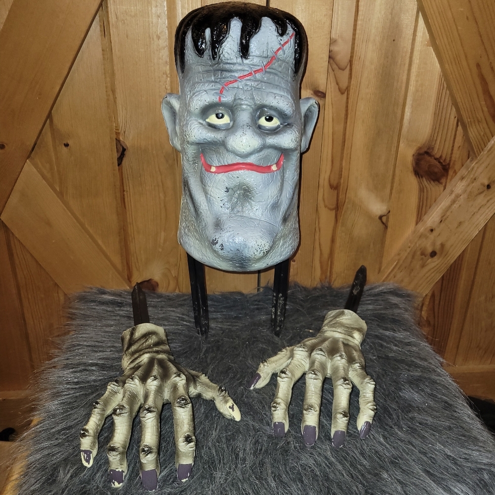 Frankenstein Head  And Hands Blow Mold Vintage
